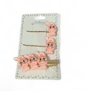 🎄5/$25 Pink Bunny Hair Clips Set